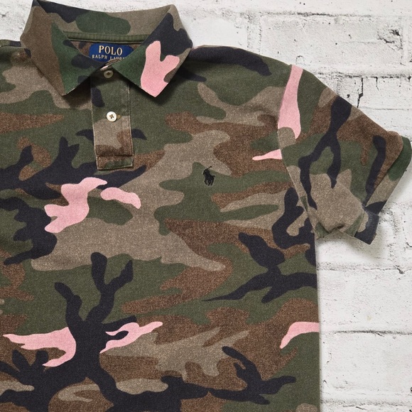 Polo Ralph Lauren Camo Polo Shirt Custom Slim Fit Pink Camo Size M - Picture 5 of 7